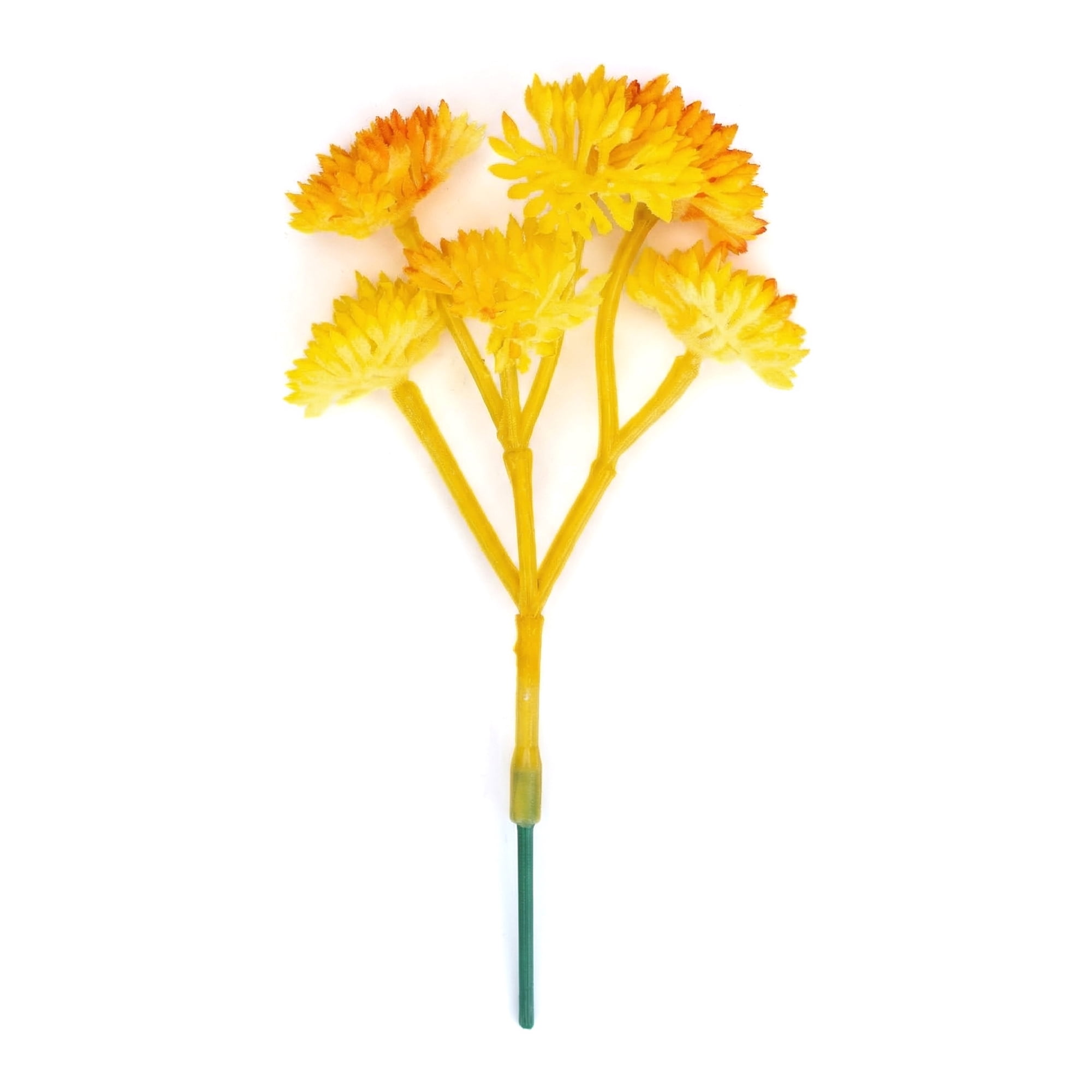 Unique Bargains 5pcs Flocked Artificial Succulents Yellow Bellflower 9.0"
