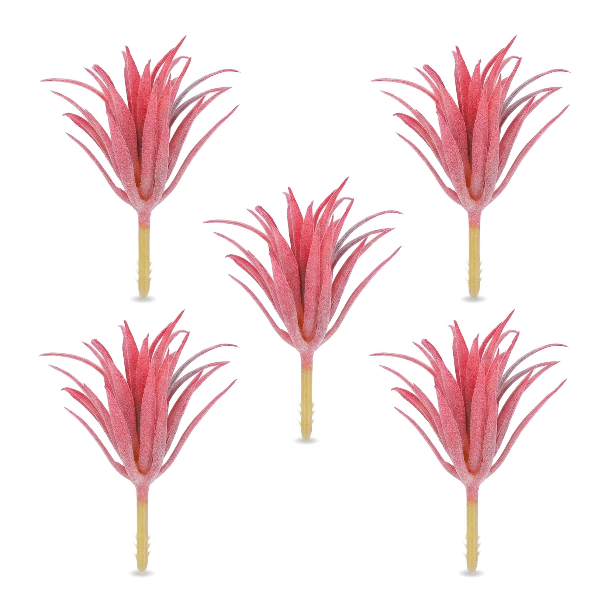 Unique Bargains 5pcs Flocked Artificial Sword Grass Pink Green 9.5"