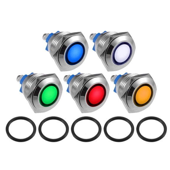 Unique Bargains 5pcs LED Indicator Light 16mm 230V AC Waterproof Pilot Indicator for Car Truck Interior Assorted Color