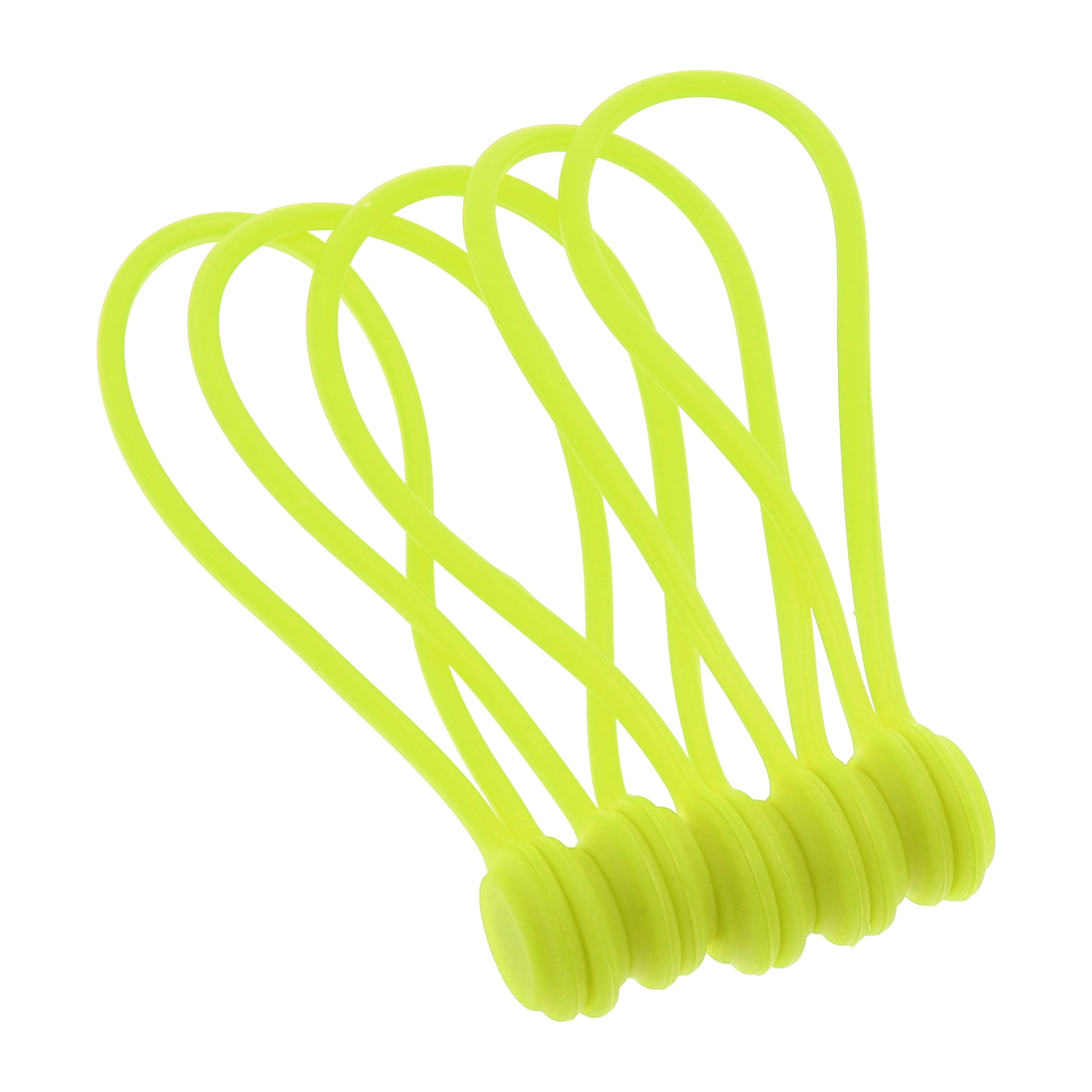 Unique Bargains 5pcs Magnetic Cable Ties 7.48" Cord Organizer Multicolor Fluorescent Yellow