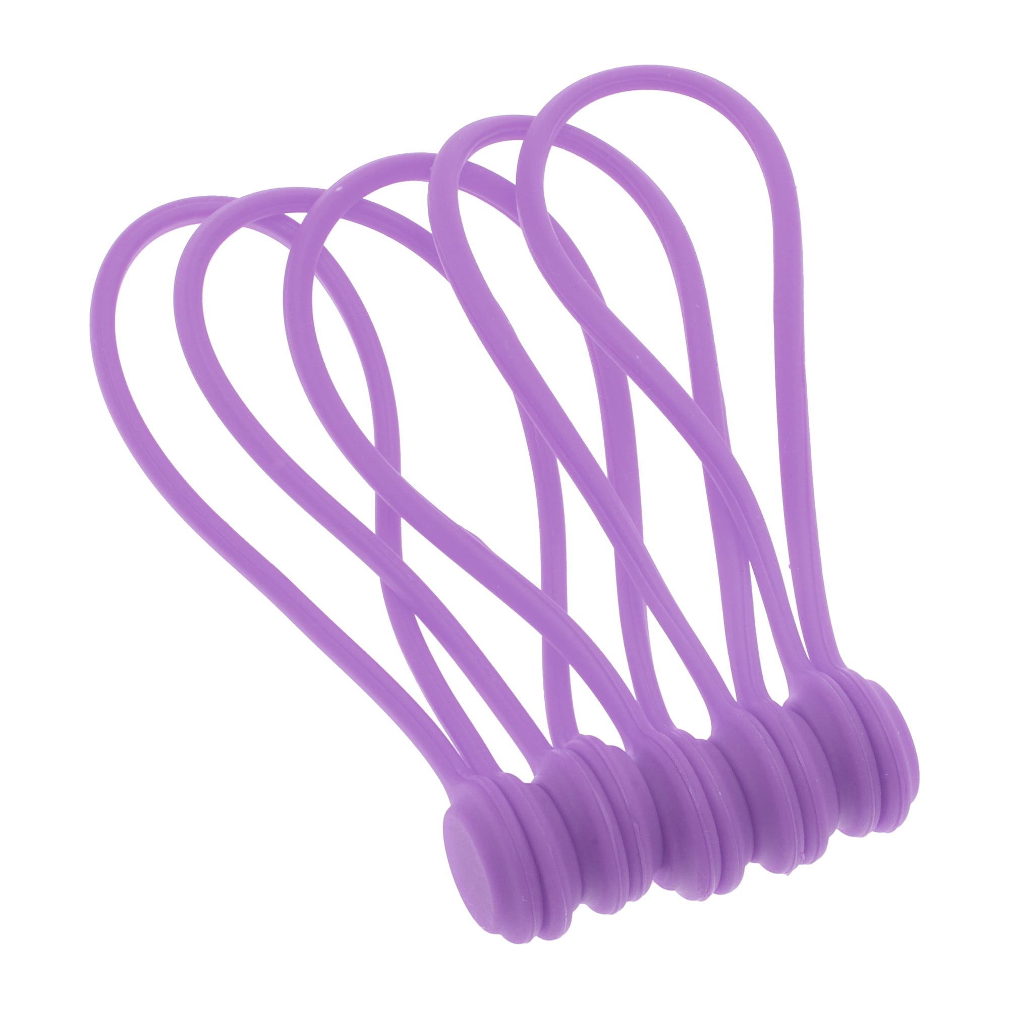 Unique Bargains 5pcs Magnetic Cable Ties 7.48" Cord Organizer Multicolor Purple