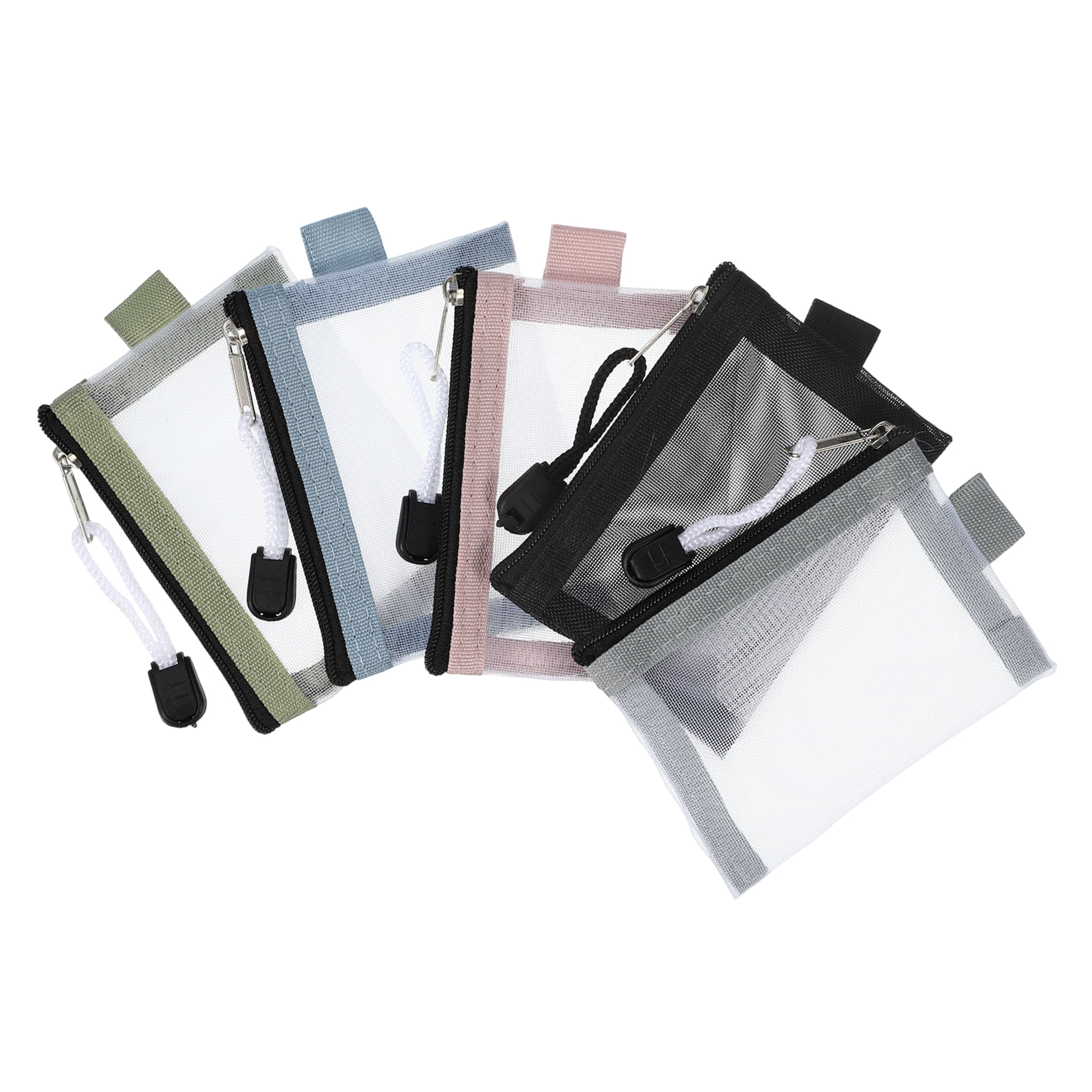 Unique Bargains 5pcs Mini Zipper Mesh Bags Nylon Small Zipper Mesh
