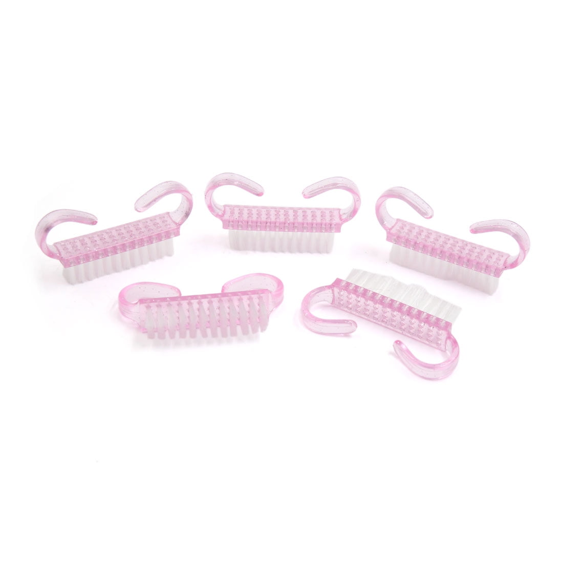 Unique Bargains 5pcs Pink Angle Shape Handle Nail Art Dust Clean Brush