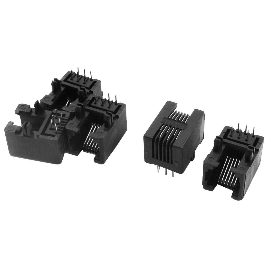5pcs RJ11 PCB Mount Black Modular Phone Jack 6P6C Telephone Socket Connector