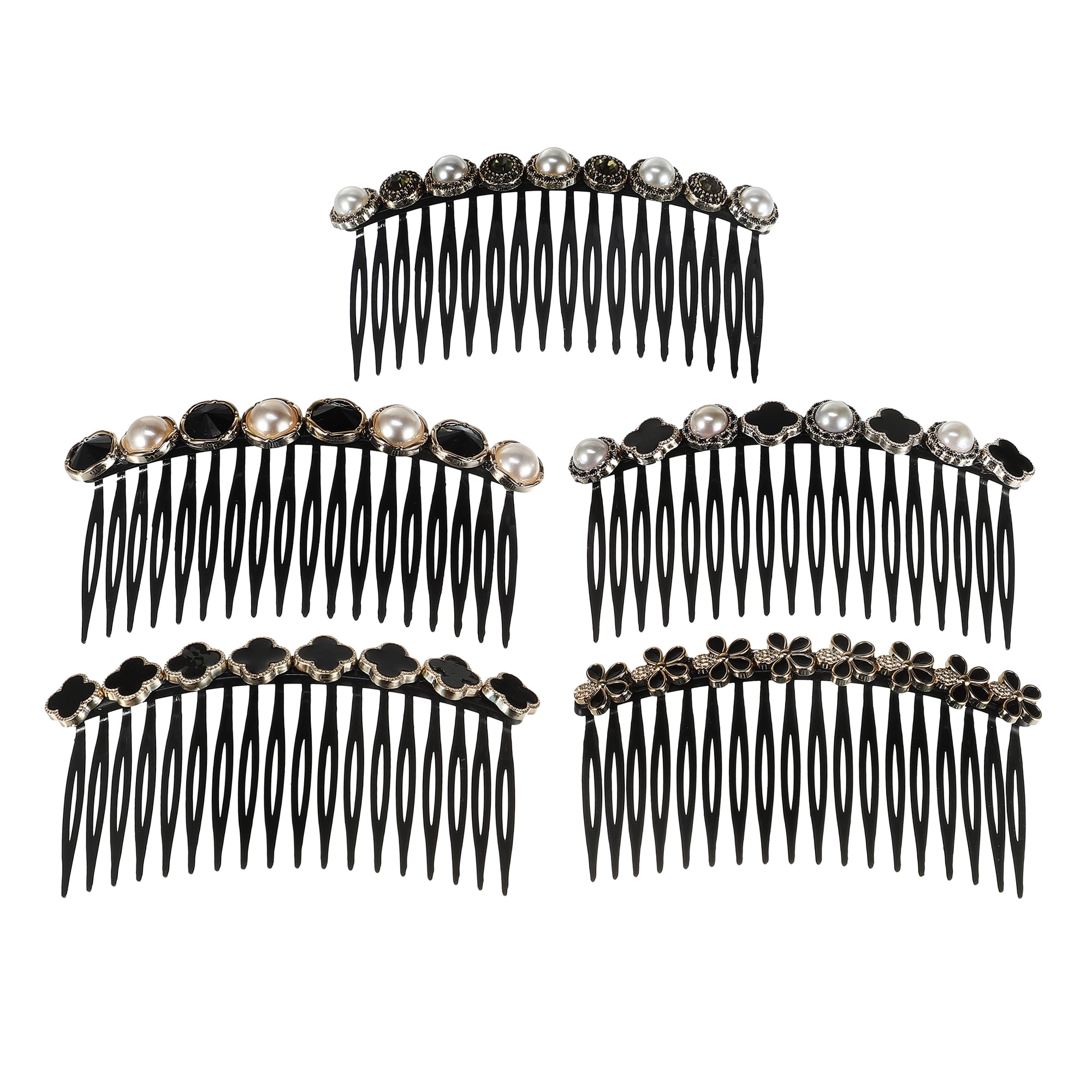 Unique Bargains 5pcs Rhinestone Side Hair Comb with Vintage Faux Pearl for Women Brides