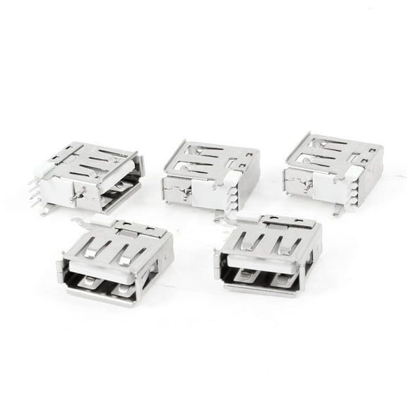 Unique Bargains 5pcs Shielded PCB Mount 4-Pin Side DIP USB Type A Female Jack Socket