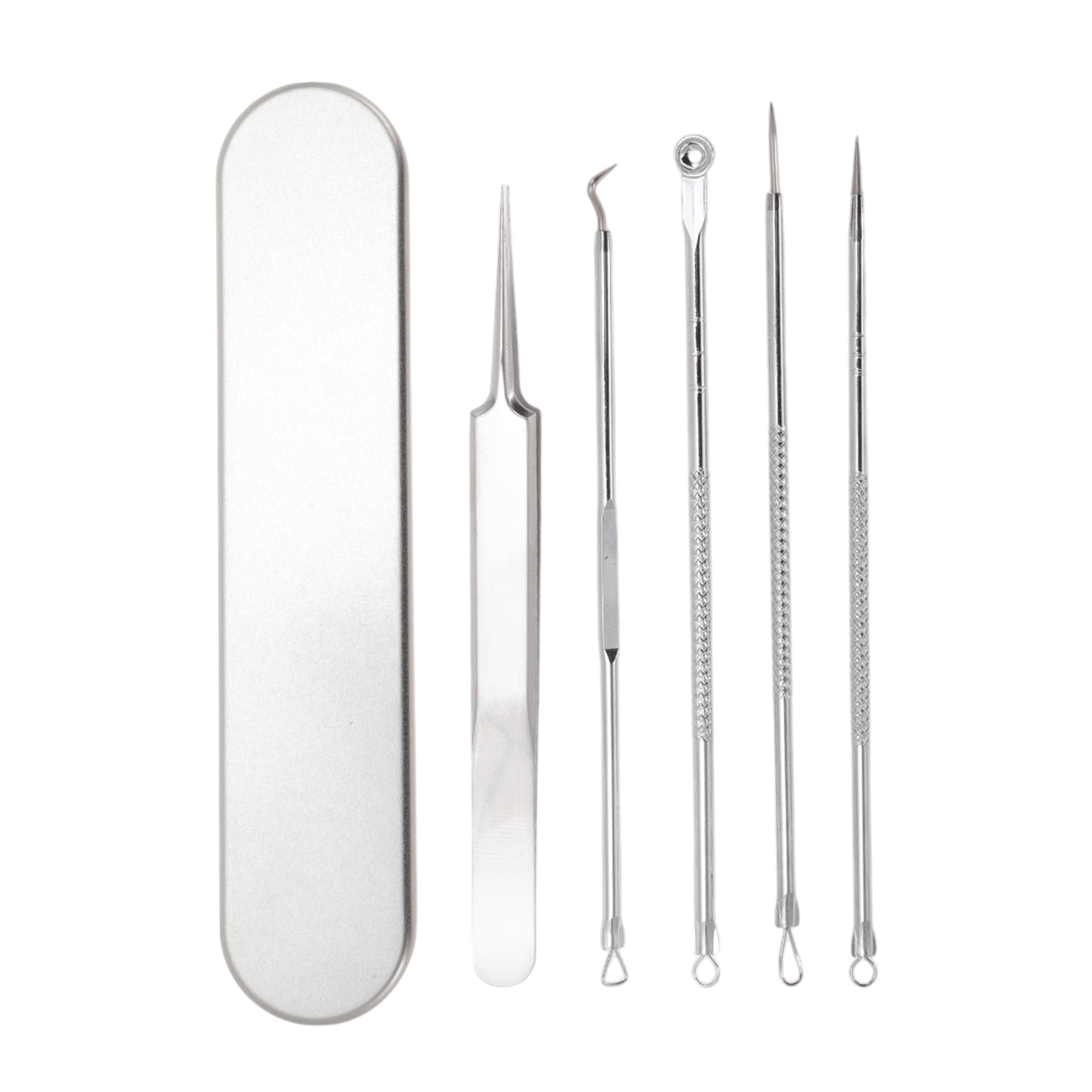 Unique Bargains 5pcs Straight Clamp Pimple Extractor Tool Set Silver Straight Clamp