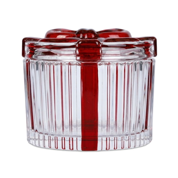 Unique Bargains 6.1oz/180ml Ribbed Glass Candy Jar Clear Round 3.1"L x 3.1"W x 2.6"H