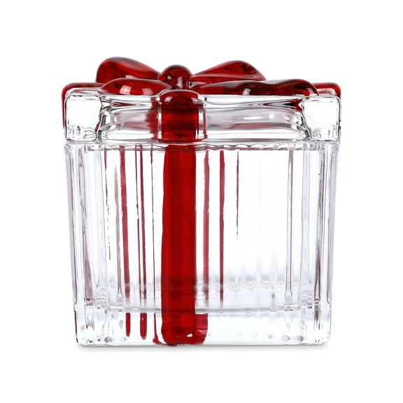 Unique Bargains 6.1oz/180ml Ribbed Glass Candy Jar Clear Square 2.8"L x 2.8"W x 2.5"H