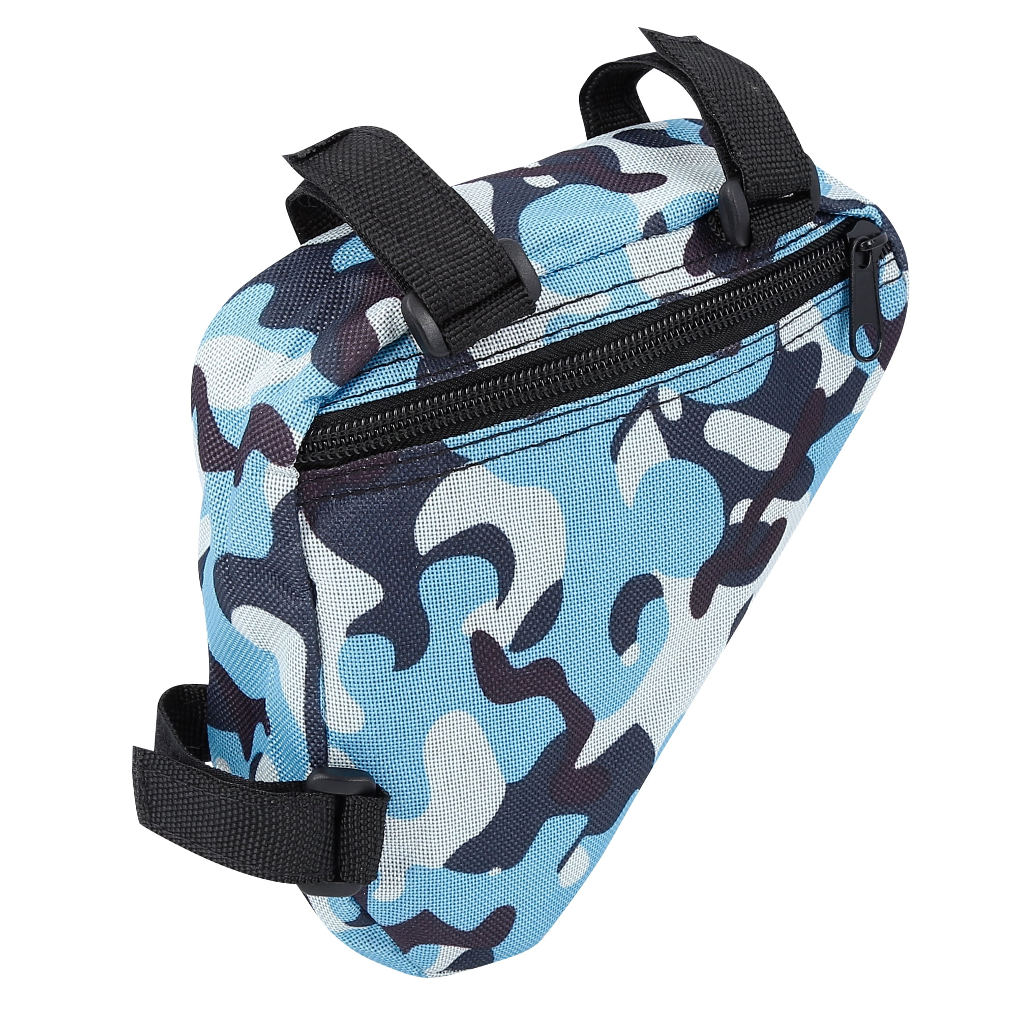 Unique Bargains 6.30x5.51x1.57in Bike Saddlebag Frame Bag Tool Pouch Camouflage Blue