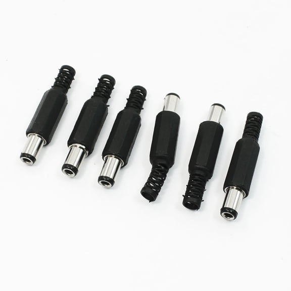 Unique Bargains 6.3mm x 3.0mm DC Power Plugs Male Connectors Black 6Pcs