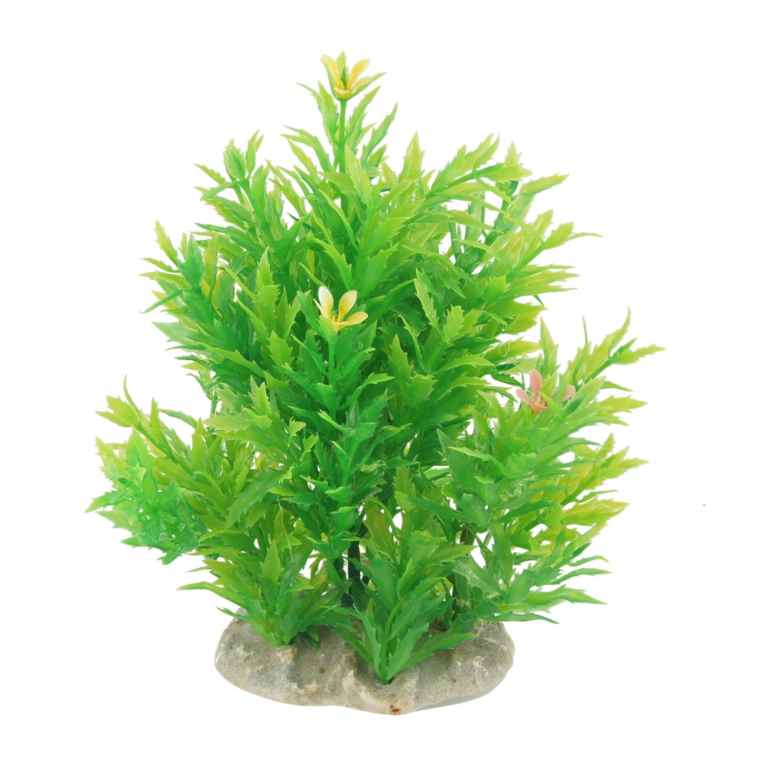 Unique Bargains 6.7" Plastic Yellow Flowers Green Aquatic Grass w