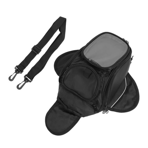 Unique Bargains 6.8" Magnetic Oxford Motorcycle Tank Bag Saddlebag with Big Window Black