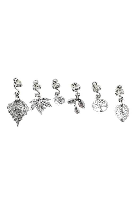 6 Hair Cuffs Dreadlock Leaf Shape Dreadlock Hair Clips Silver Tone