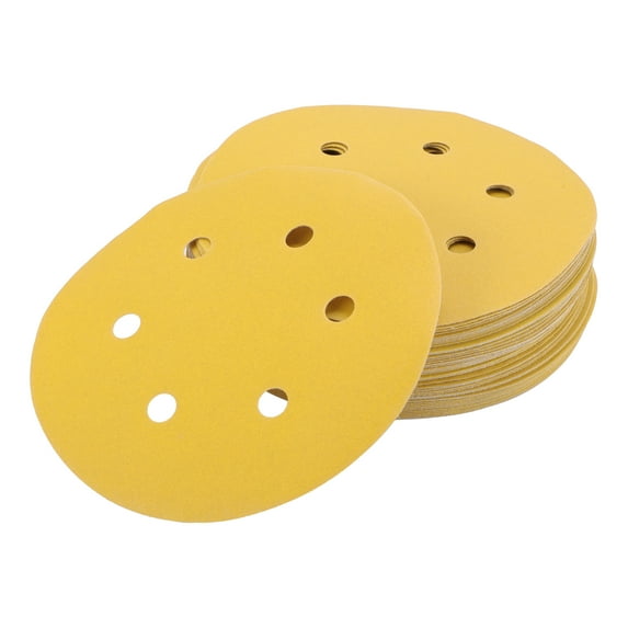 Unique Bargains 6 Inch 6 Hole Sanding Discs Round Hook and Loop Sandpaper 320 Grits - 50 PCS