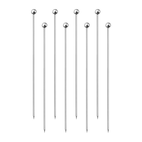 Unique Bargains 6' Metal Cocktail Toothpicks Round Bead Drink Picks Cocktail Skewers 8Pack