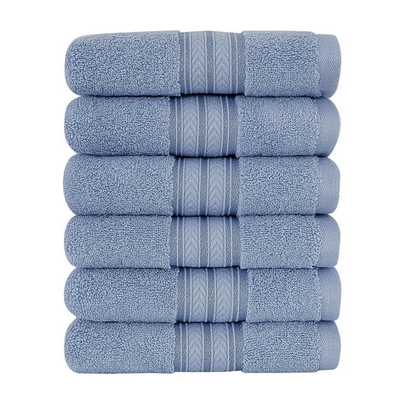 Unique Bargains 6-Pack 100% Cotton Absorbent Bathroom Towel Blue