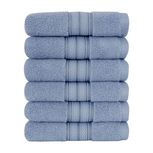 Unique Bargains 6Pack 100 Cotton Absorbent Bathroom Towel Blue