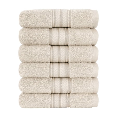 Unique Bargains 6-Pack 100% Cotton Absorbent Bathroom Towel Camel Color