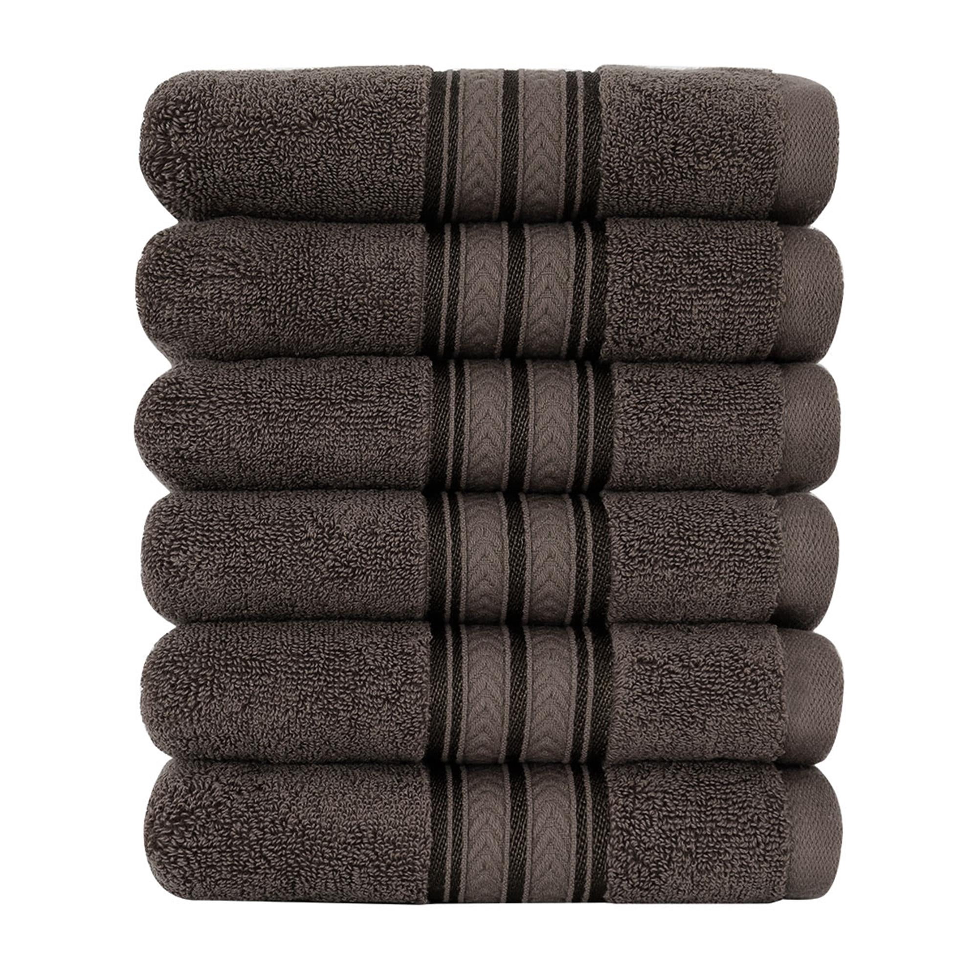 Unique Bargains 6-Pack 100% Cotton Absorbent Bathroom Towel Coffee Color