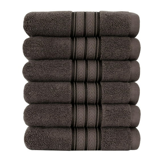 Unique Bargains 6-Pack 100% Cotton Absorbent Bathroom Towel Coffee Color