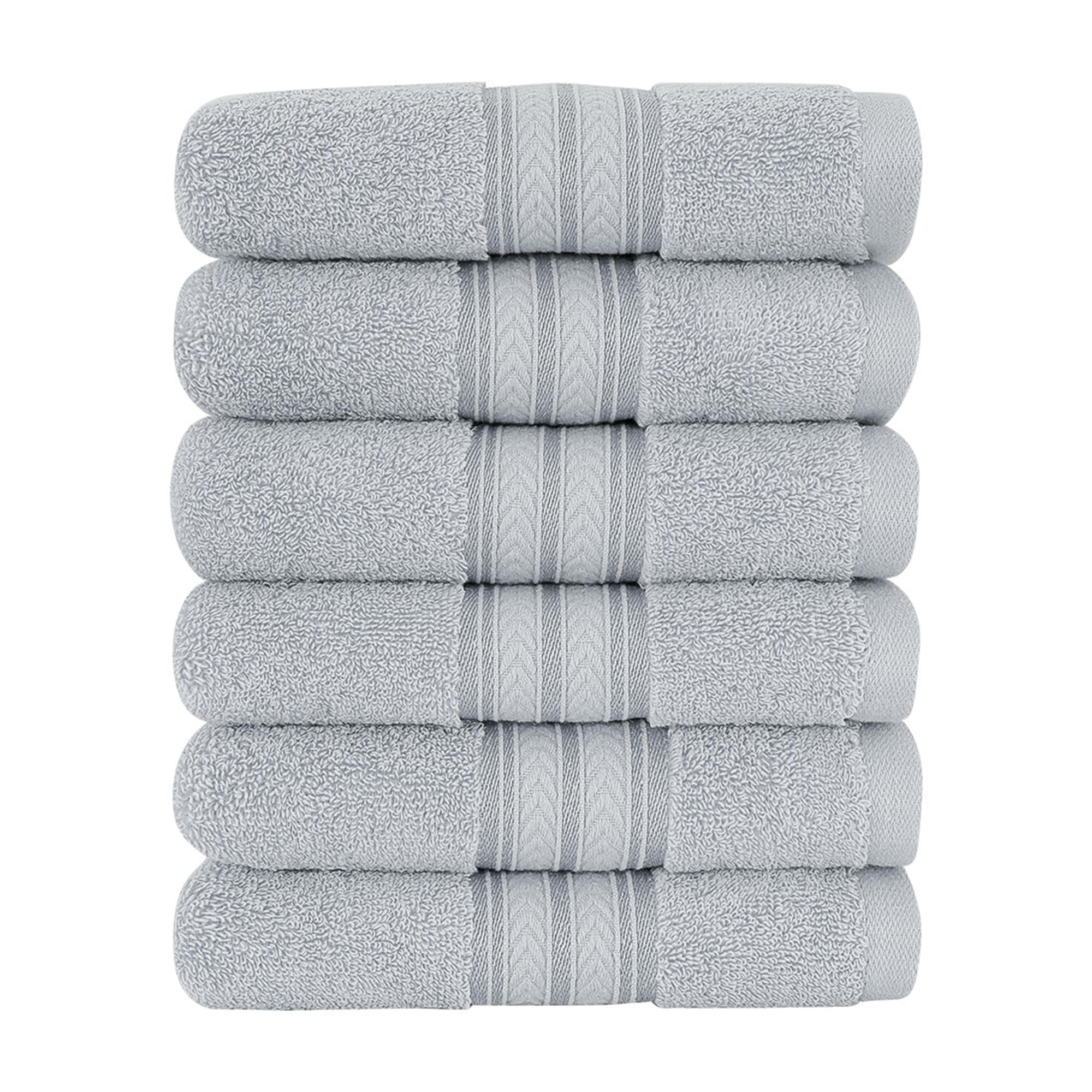 Unique Bargains 6-Pack 100% Cotton Absorbent Bathroom Towel Gray