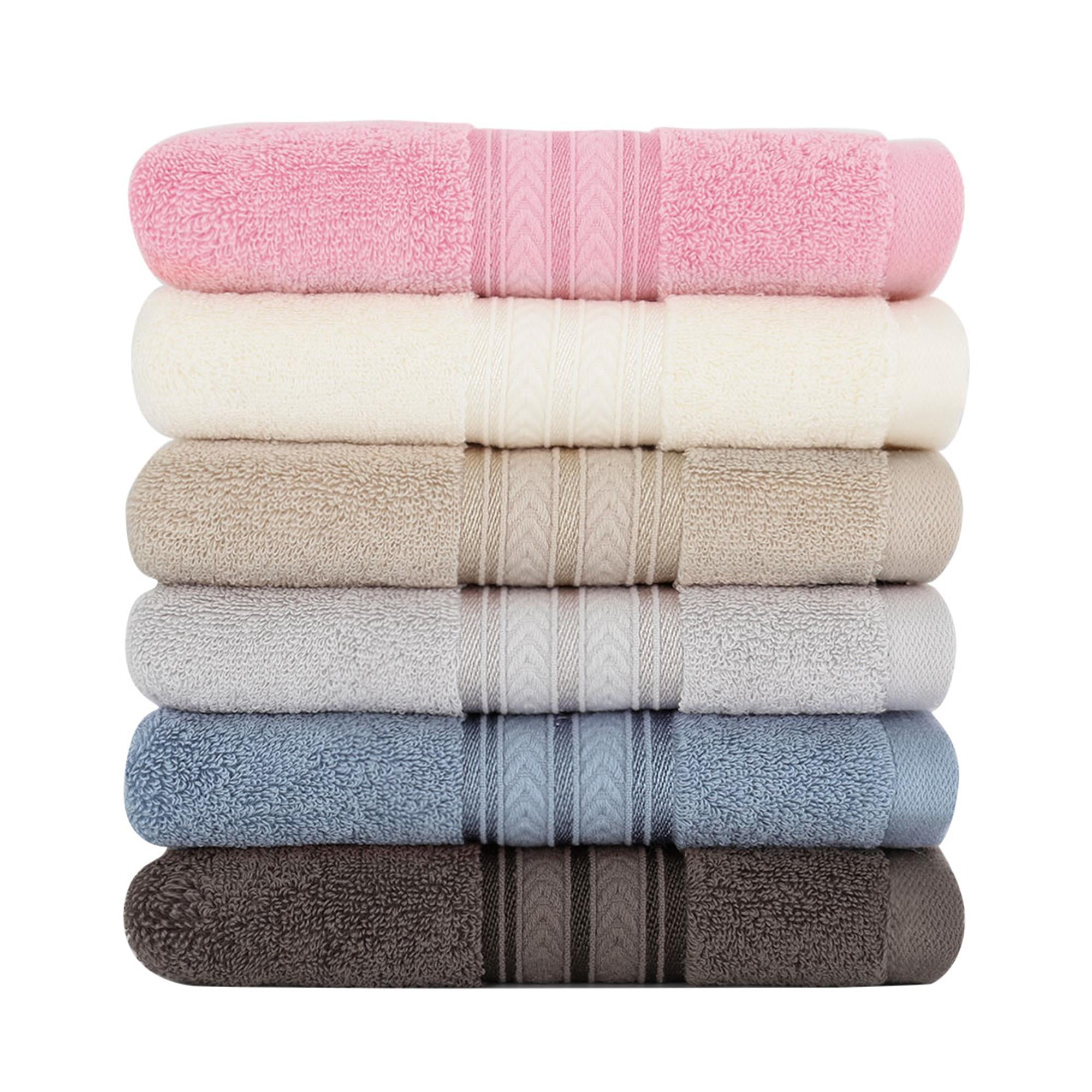 Unique Bargains 6-Pack 100% Cotton Absorbent Bathroom Towel Mixed Color
