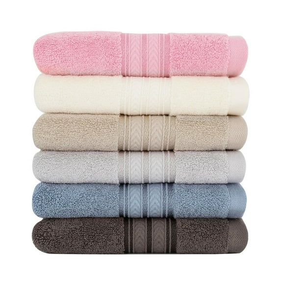 Unique Bargains 6-Pack 100% Cotton Absorbent Bathroom Towel Mixed Color