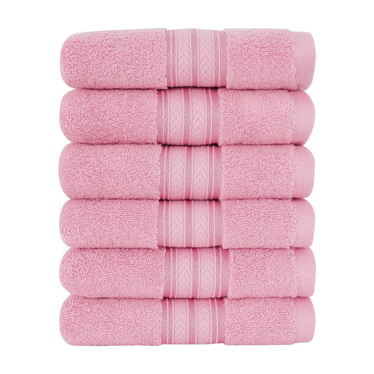 Unique Bargains 6pcs 100% Cotton Absorbent Square Plaid Kitchen Towels 29 inch x 13 inch Pink