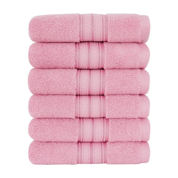 Unique Bargains 6-Pack 100% Cotton Absorbent Bathroom Towel Pink