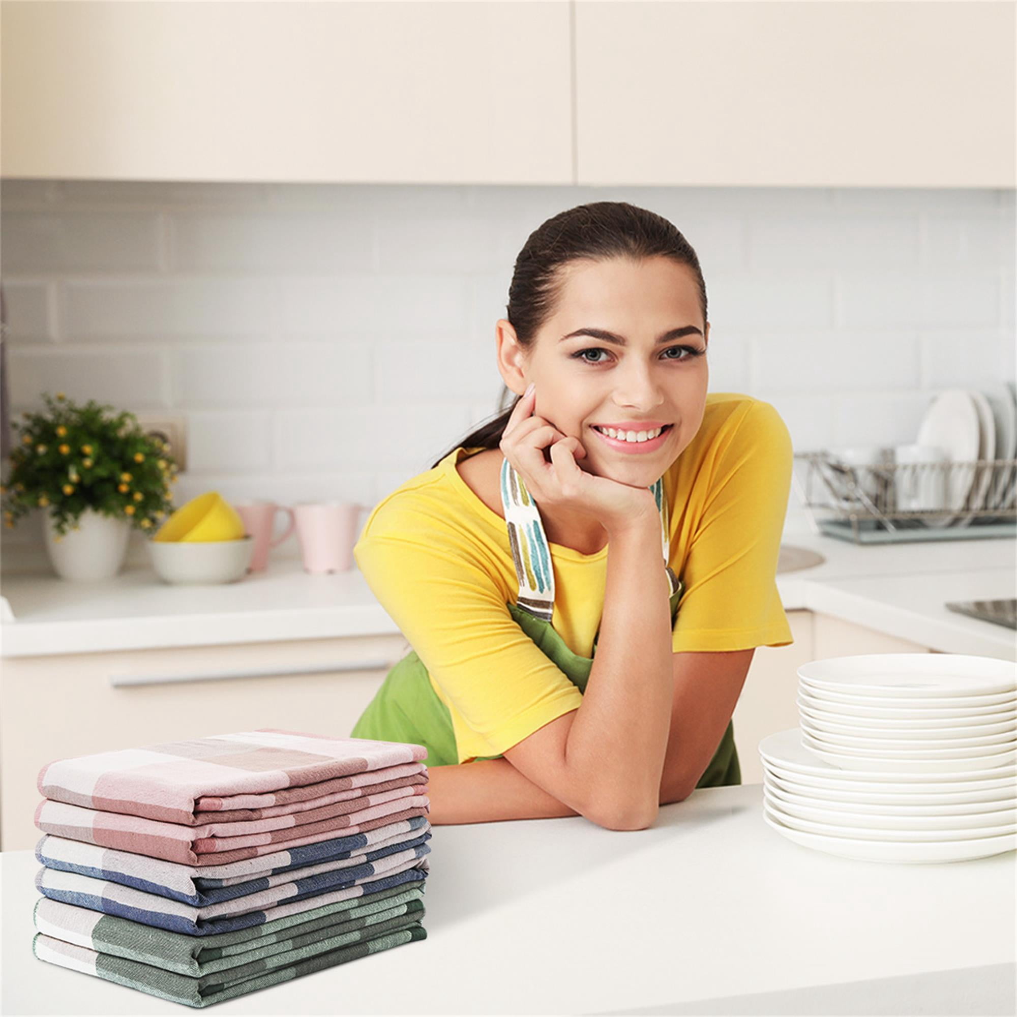 Unique Bargains 6-Pack 100% Cotton Absorbent Kitchen Towels 13" x 29" Mixed Color