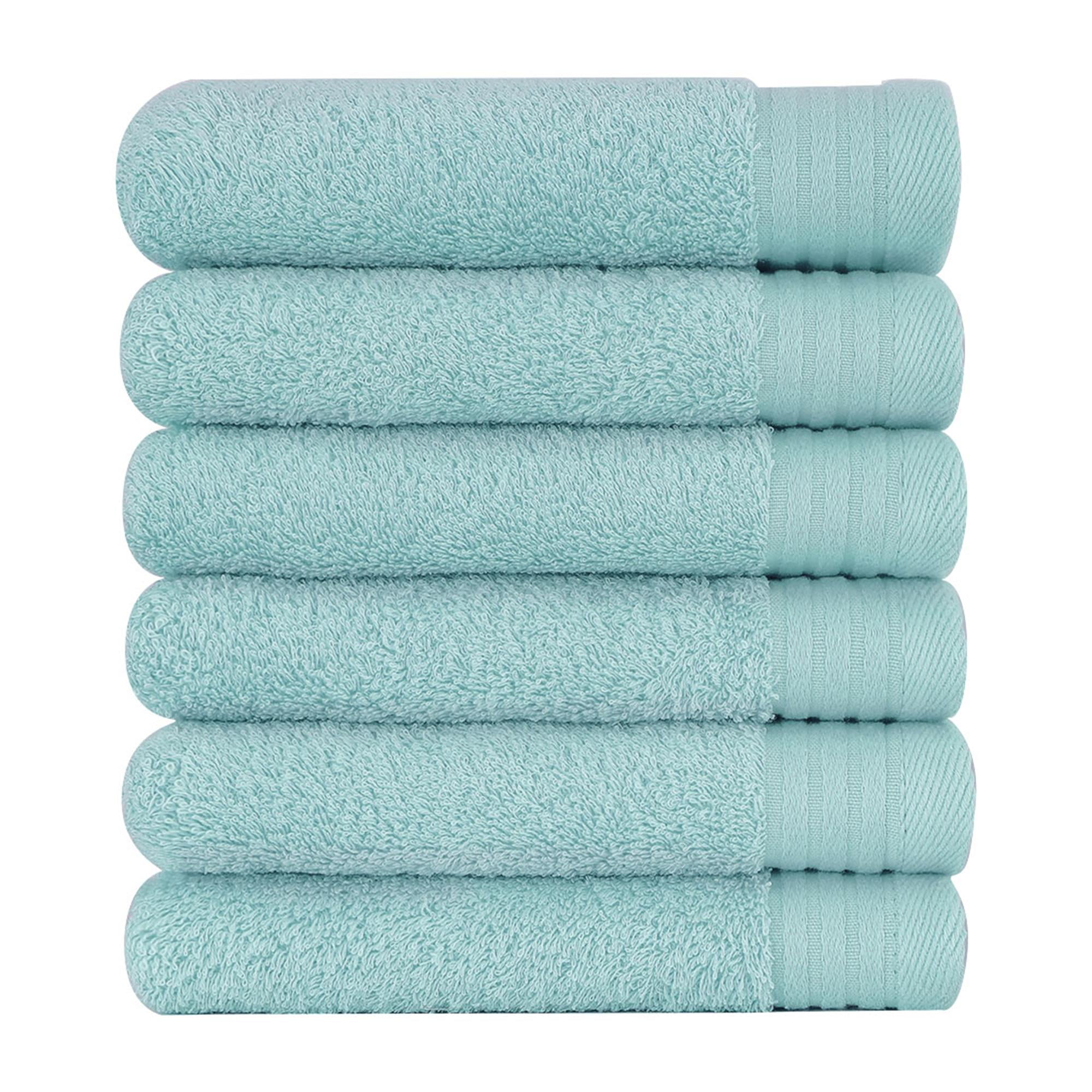 Unique Bargains 6Pack Absorbent Bathroom Cotton Hand Towels Aqua Blue