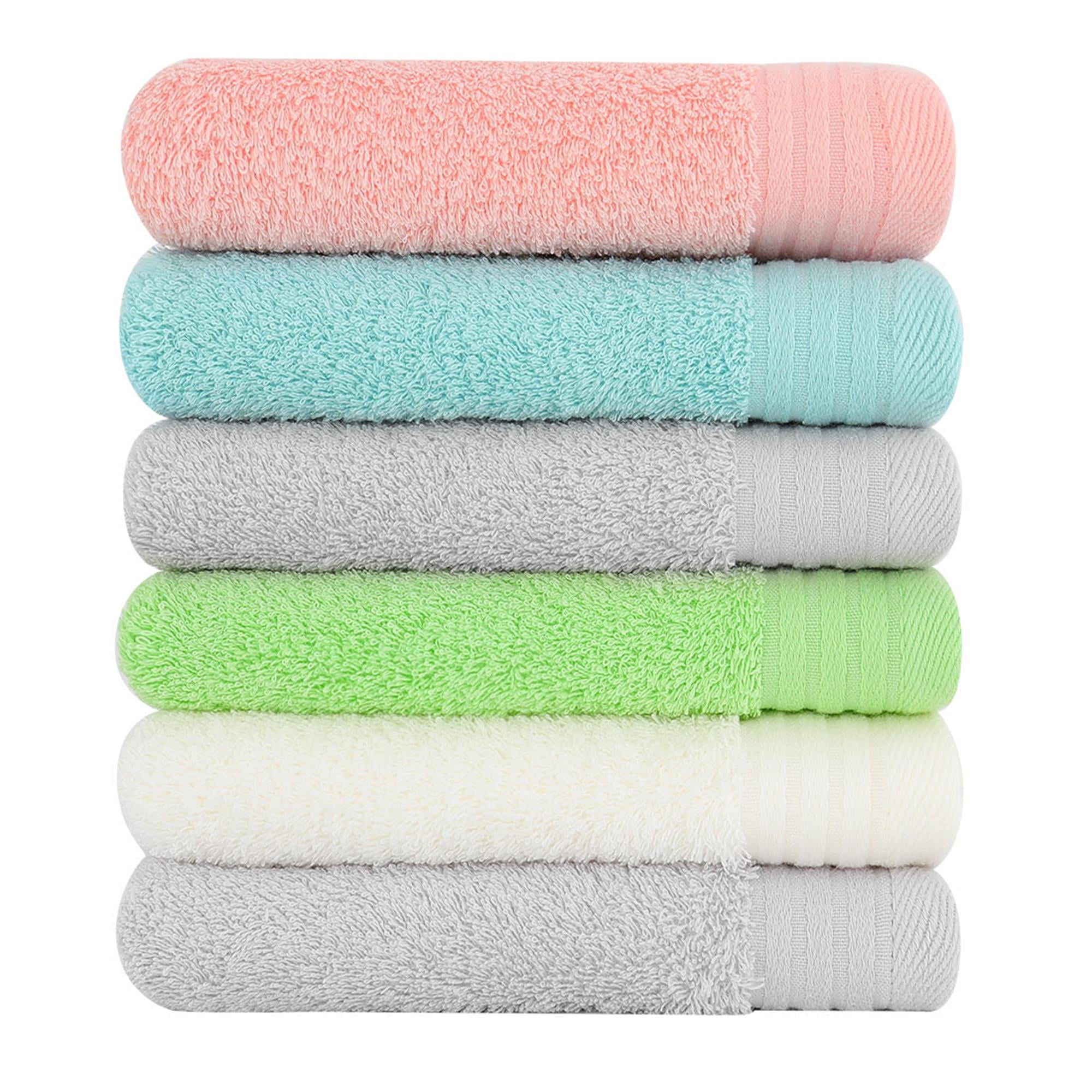 6 COTTON BATH TOWELS LARGE 25X50 400 GSM, super soft and multi colored