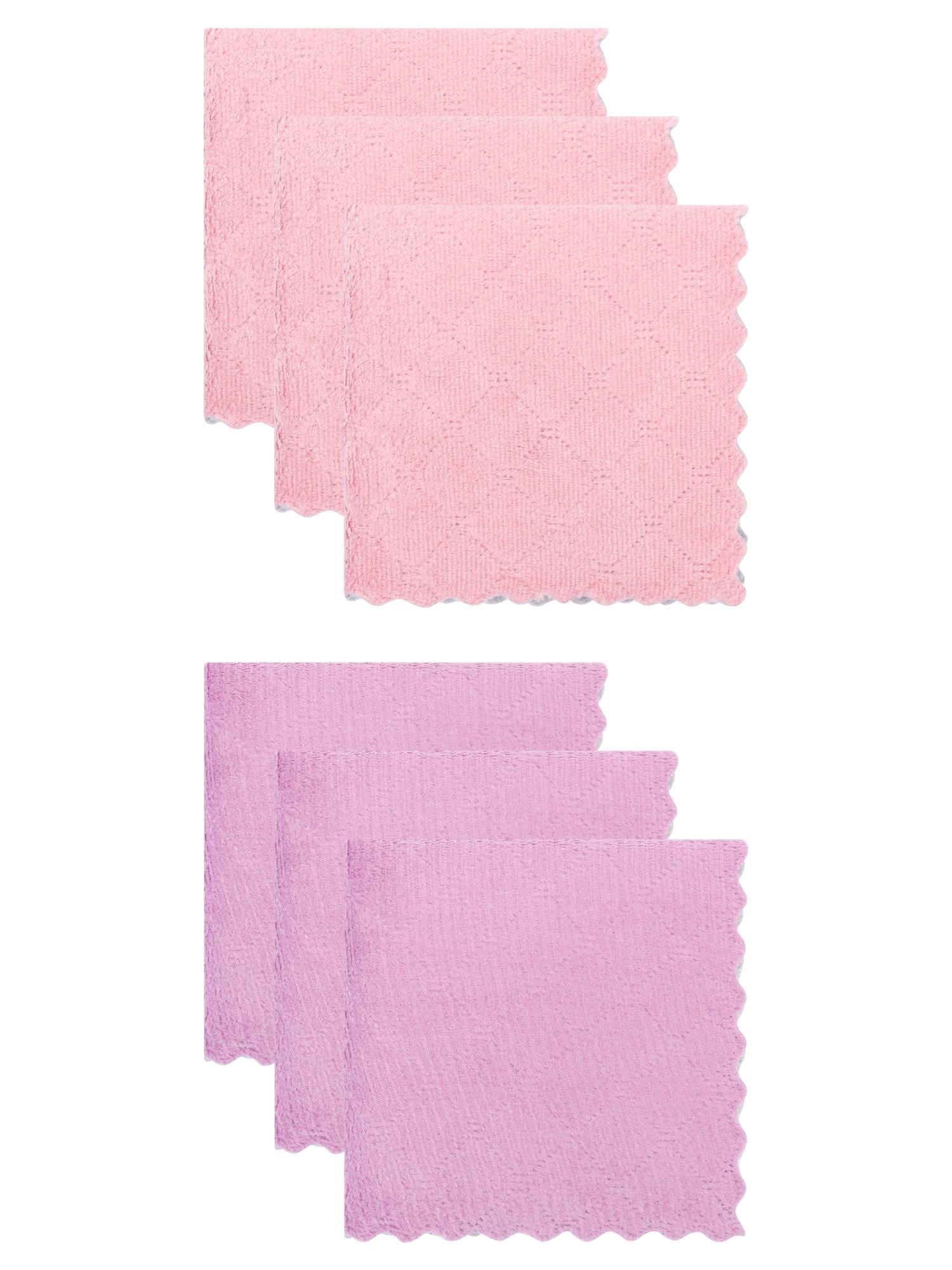 Unique Bargains 6 Pack Absorbent Cleaning Towels Purple Grey/Pink Purple 12"x12"/10"x10"