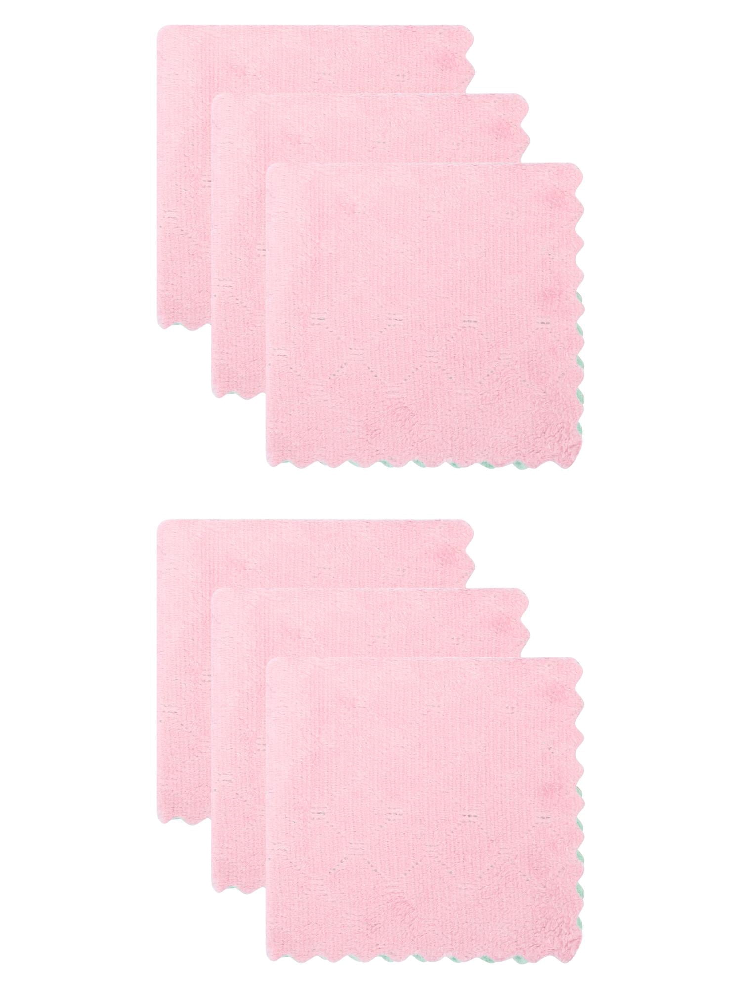 Unique Bargains 6 Pack Absorbent Kitchen Towels Pink Blue 10"x10"