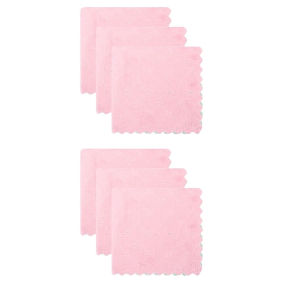 Unique Bargains 6 Pack Absorbent Kitchen Towels Pink Blue 10"x10"