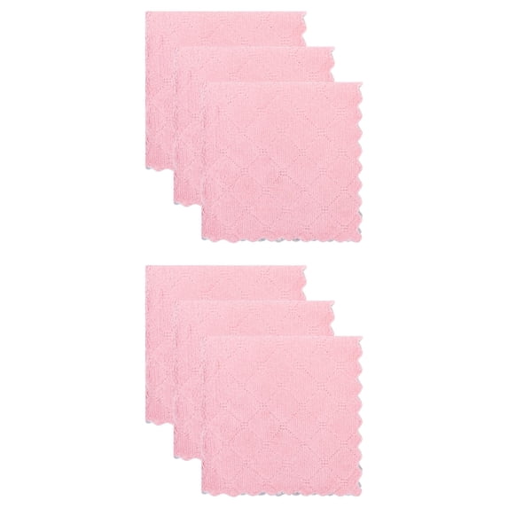 Unique Bargains 6 Pack Absorbent Kitchen Towels Pink Purple 10"x10"