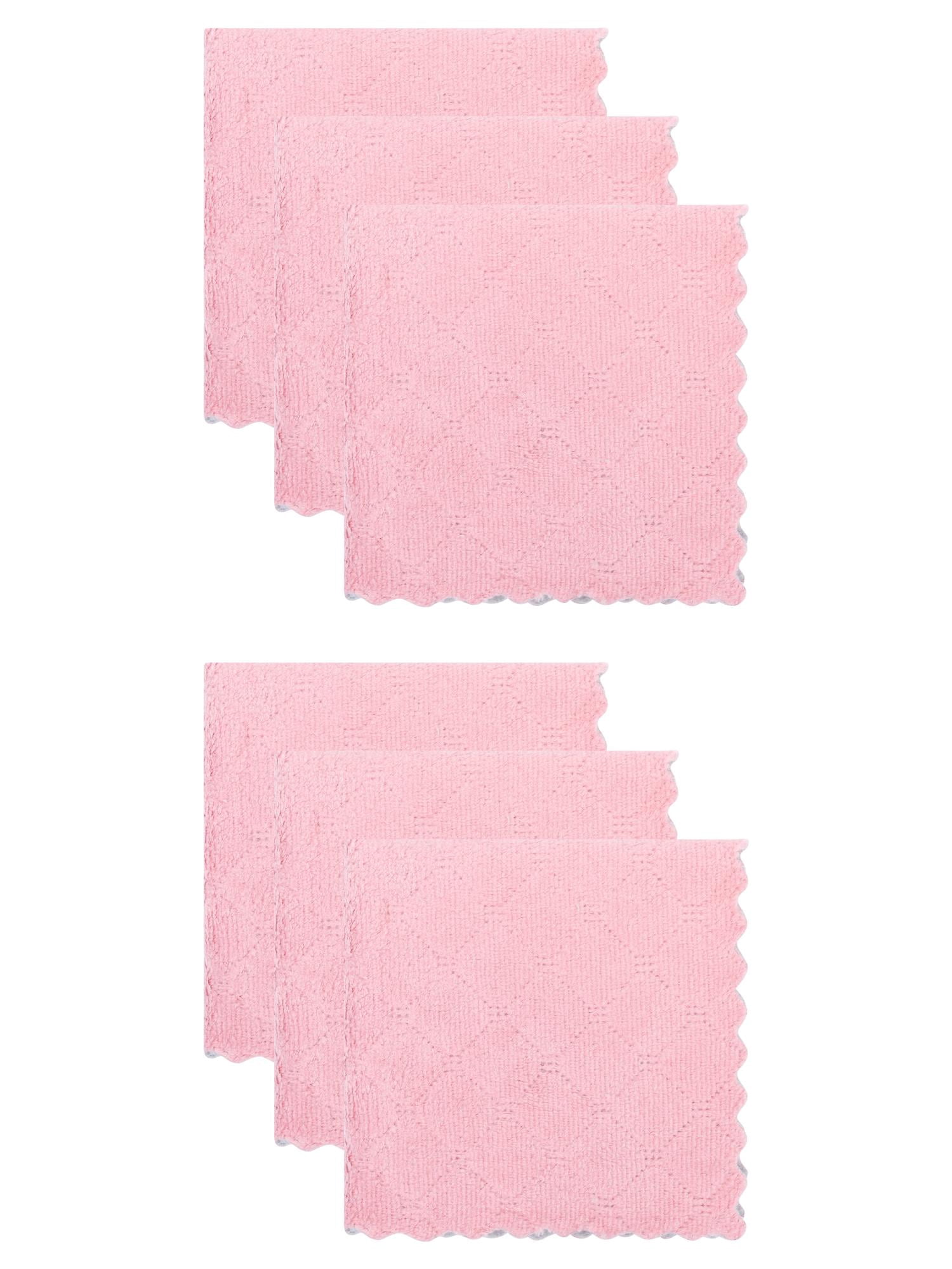 Unique Bargains 6 Pack Absorbent Kitchen Towels Pink Purple 12"x12"