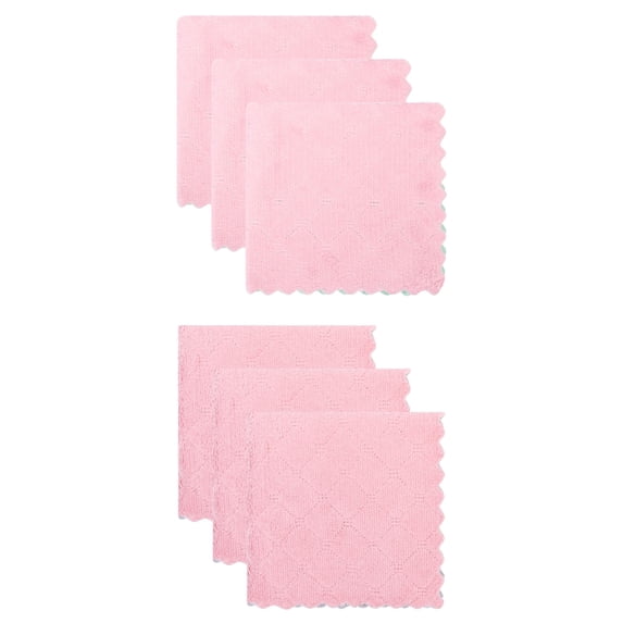 Unique Bargains 6 Pack Absorbent Kitchen Towels Pink Purple/Pink Blue 10"x10"