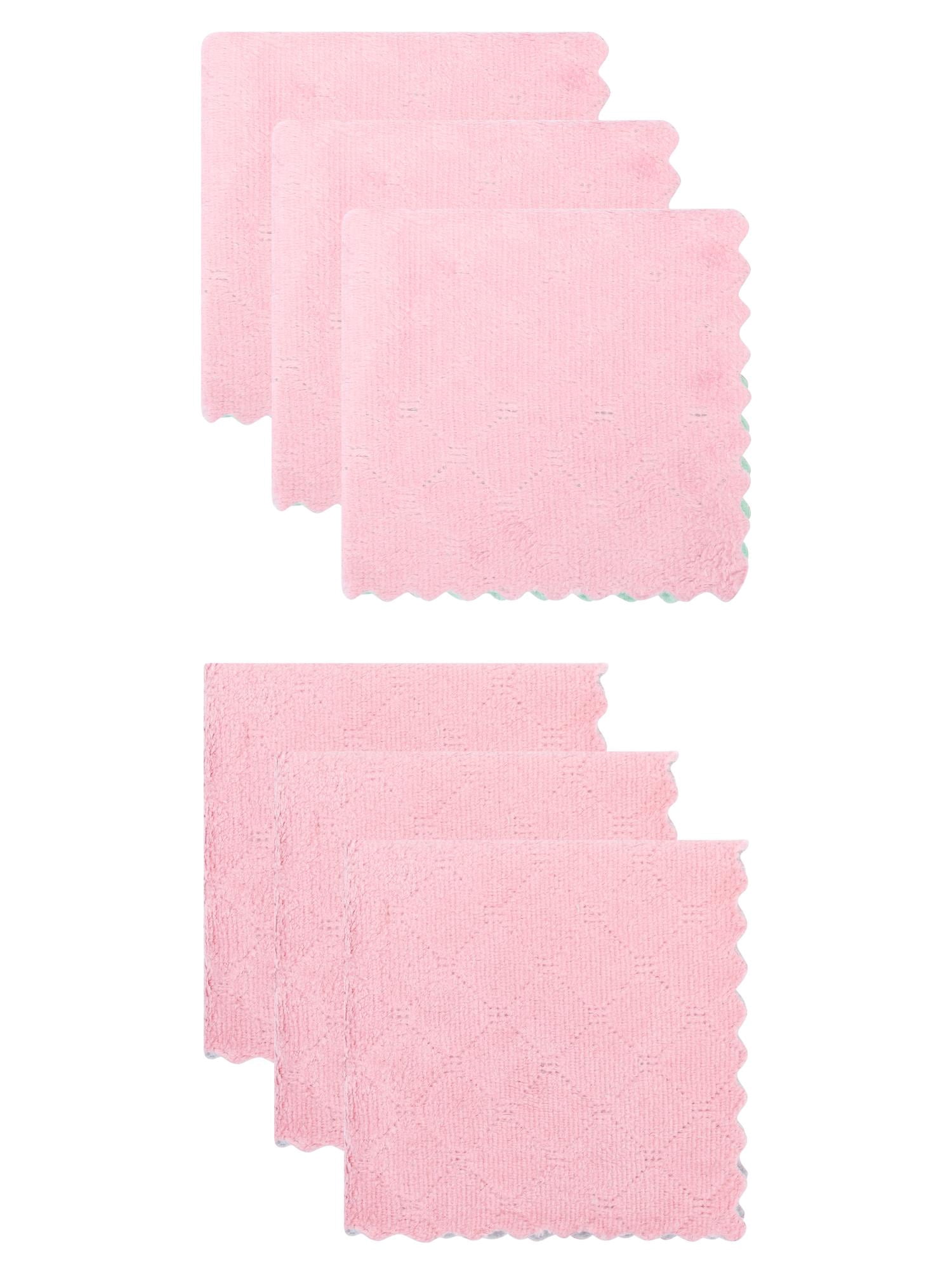 Unique Bargains 6 Pack Absorbent Kitchen Towels Pink Purple/Pink Blue 12"x12"/10"x10"