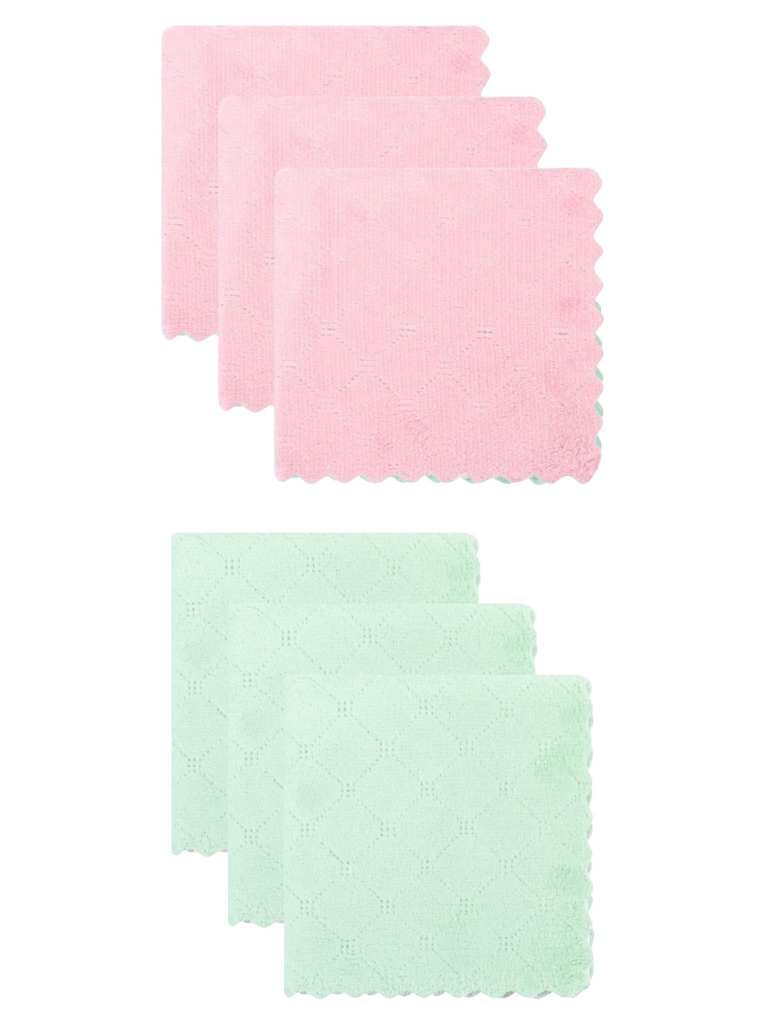 Unique Bargains 6 Pack Absorbent Microfiber Towels Green Grey/Pink Blue 12"x12"
