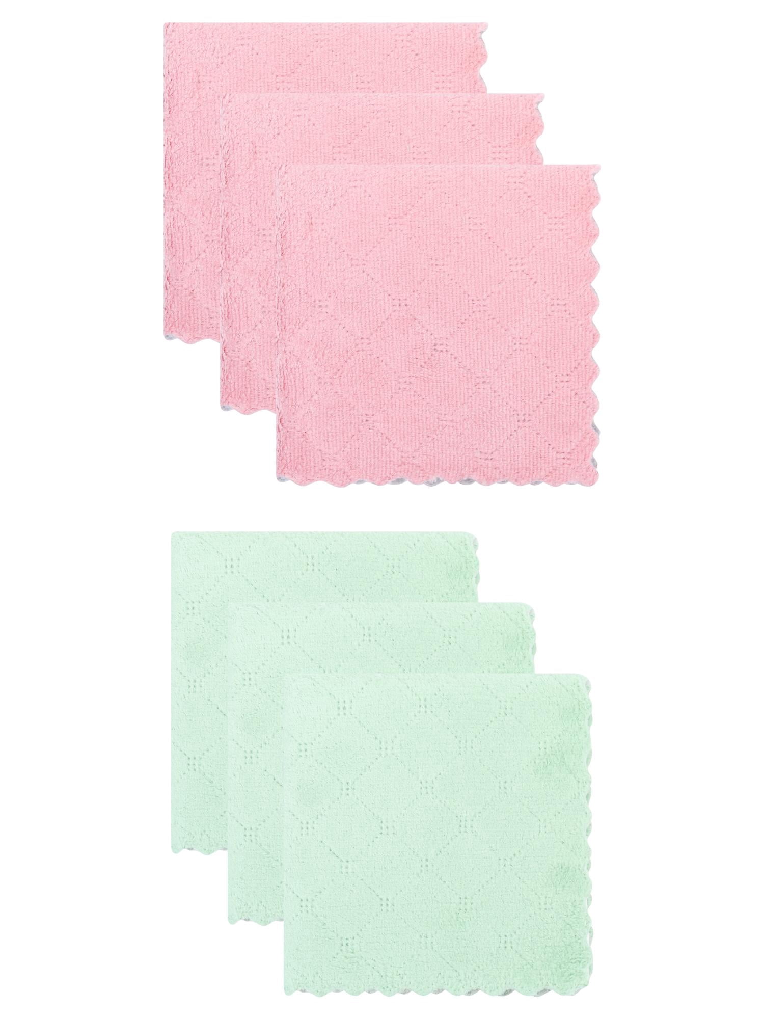 Unique Bargains 6 Pack Absorbent Microfiber Towels Green Grey/Pink Purple 12"x12"