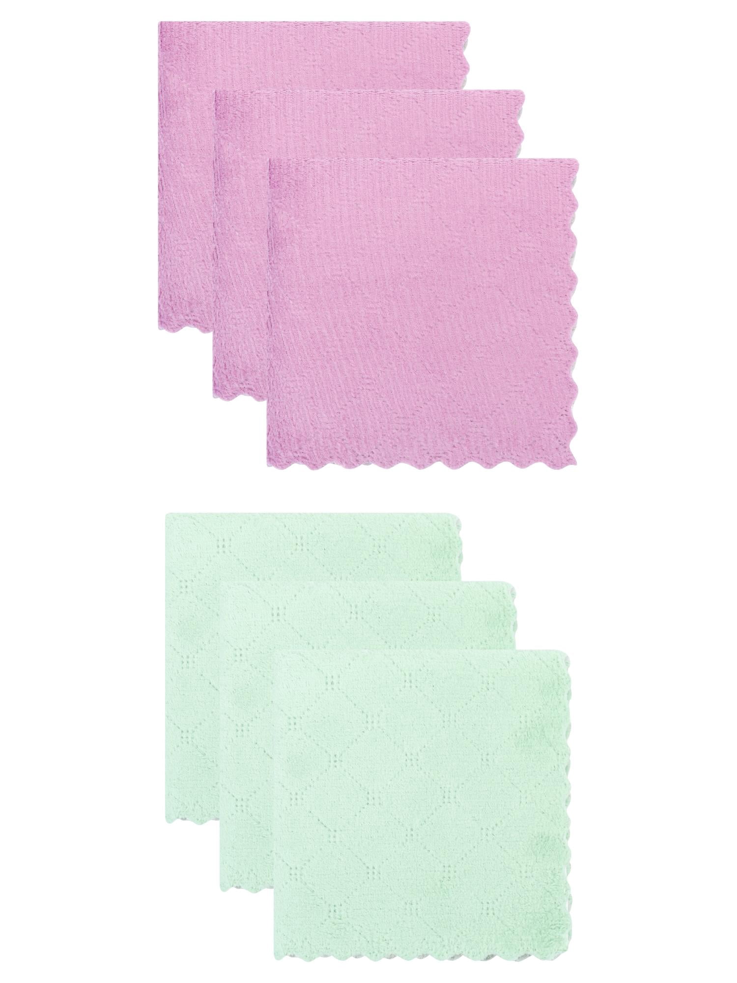 Unique Bargains 6 Pack Absorbent Microfiber Towels Green Grey/Purple Grey 12"x12"