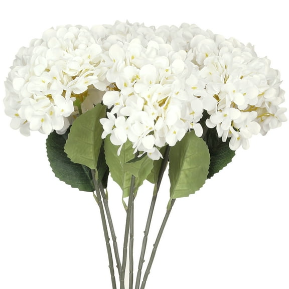 Unique Bargains 6 Pack Artificial Hydrangea Silk Flowers Bouquet for Home Decor White