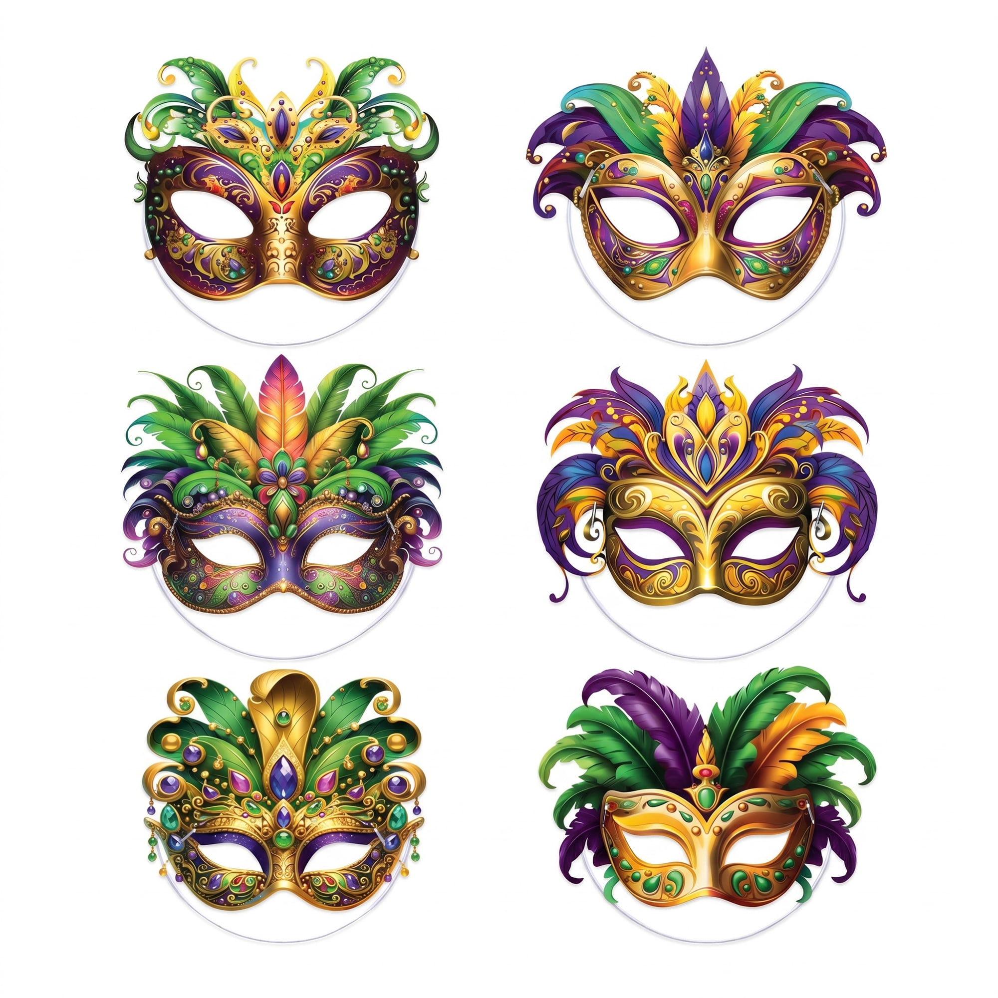 Unique Bargains 6-Pack Brazilian Carnival Mask for Mardi Gras Style A Set 7.4" x 5"
