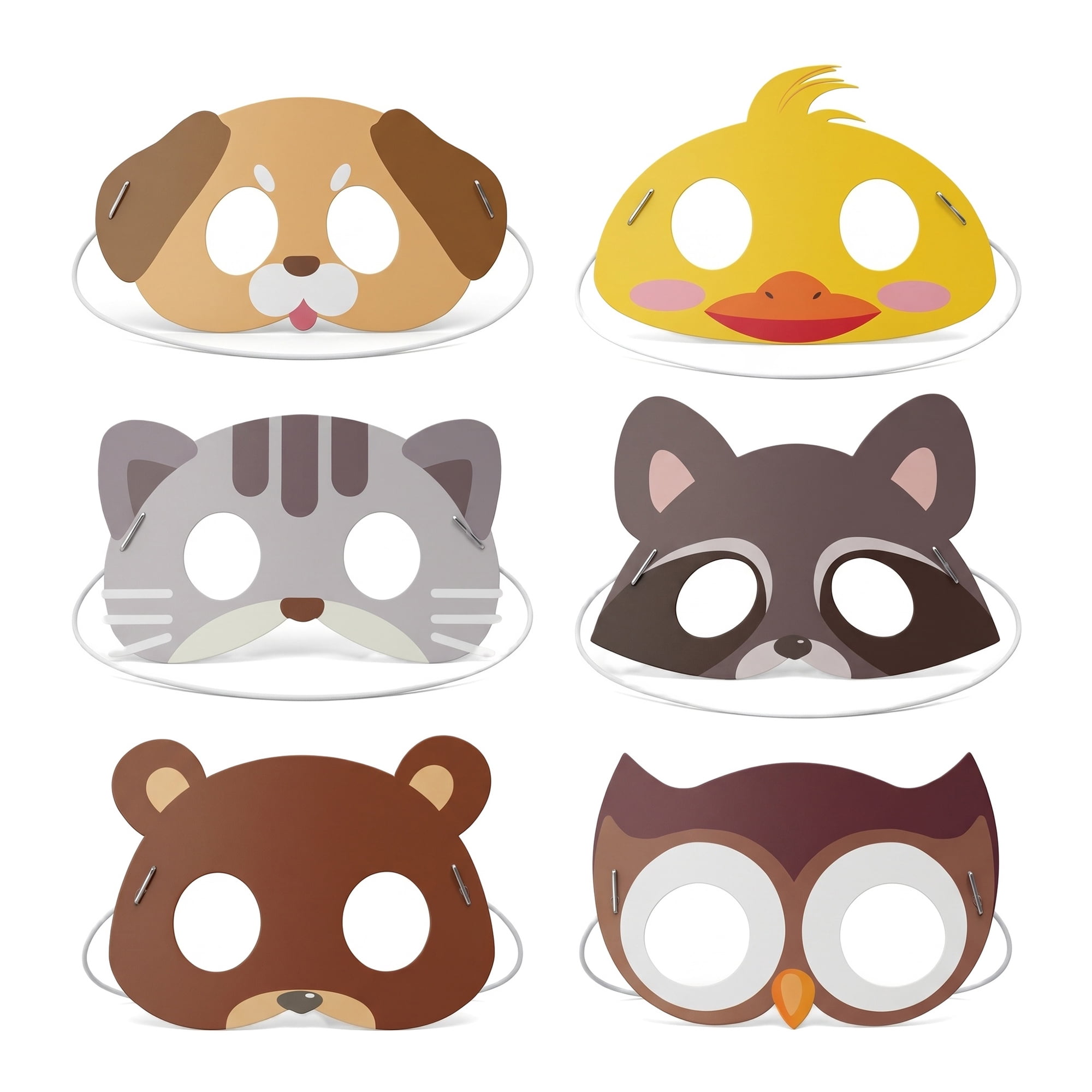 Unique Bargains 6-Pack Cartoon Paper Masquerade Masks for Party Style C Set 7.6" x 5.8"