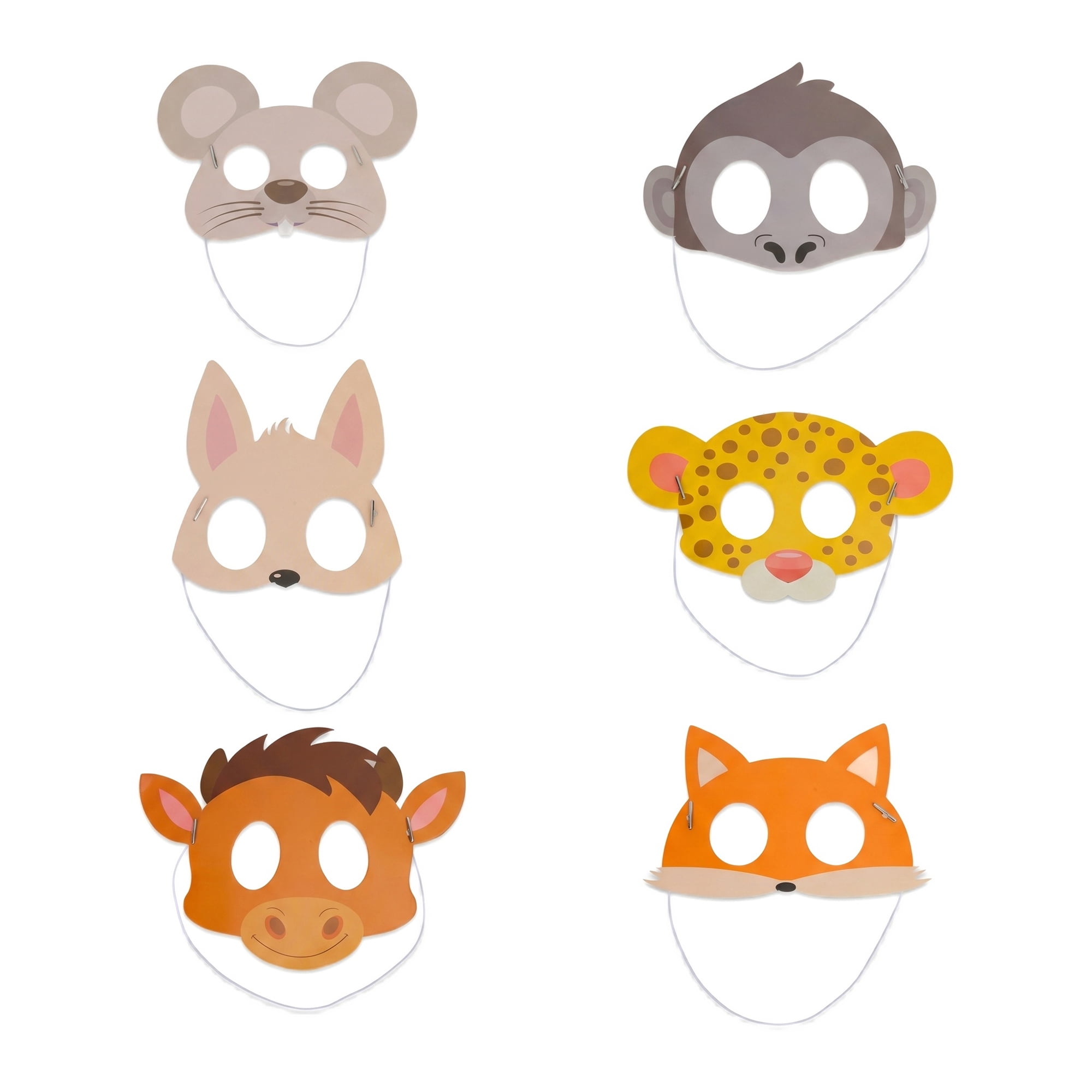 Unique Bargains 6-Pack Cartoon Paper Masquerade Masks for Party Style D Set 7.6" x 5.8"