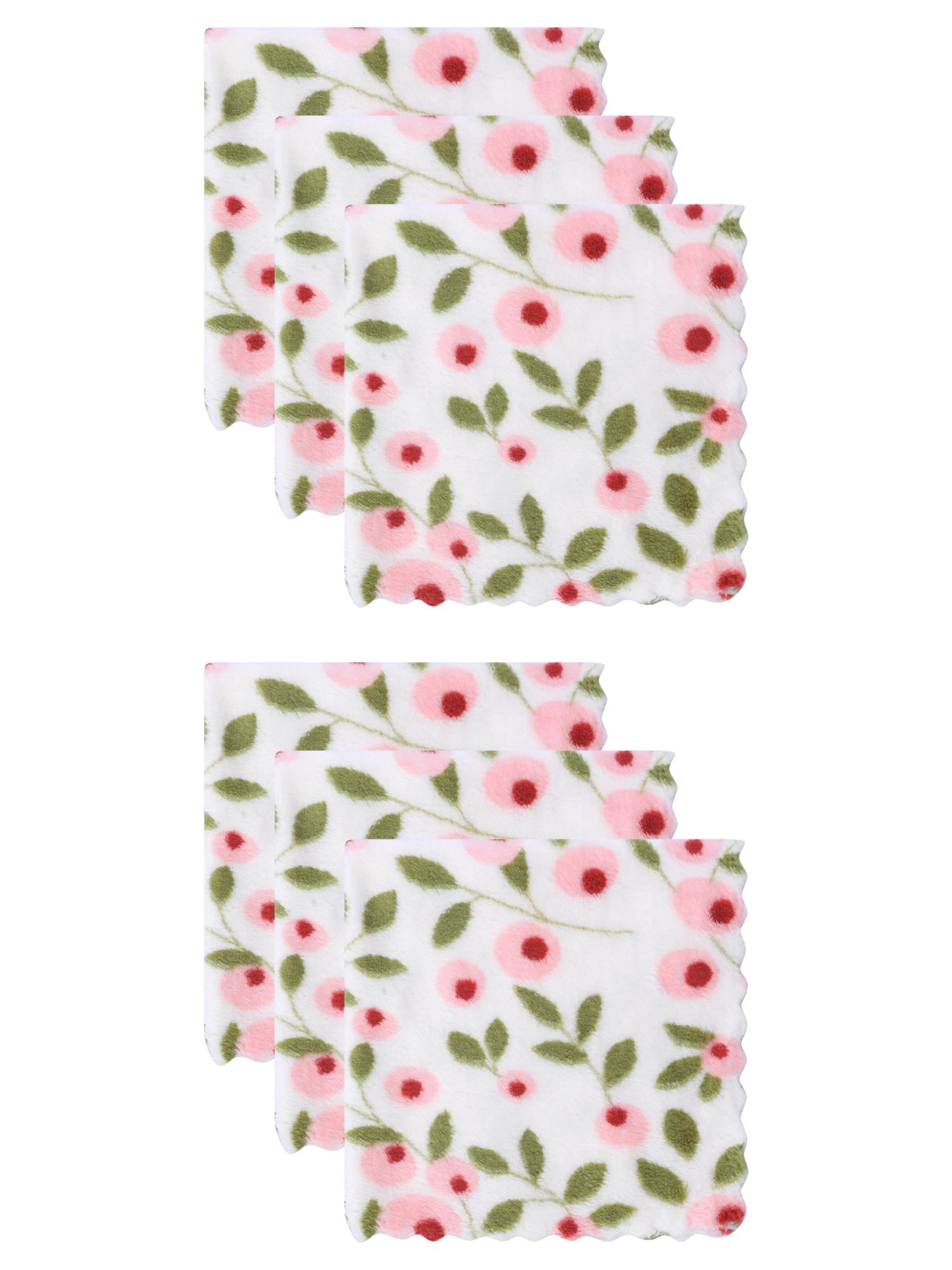 Unique Bargains 6 Pack Coral Fleece Super Absorbent Soft Towels Pink 12" x 12"