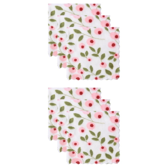 Unique Bargains 6 Pack Coral Fleece Super Absorbent Soft Towels Pink 12" x 12"