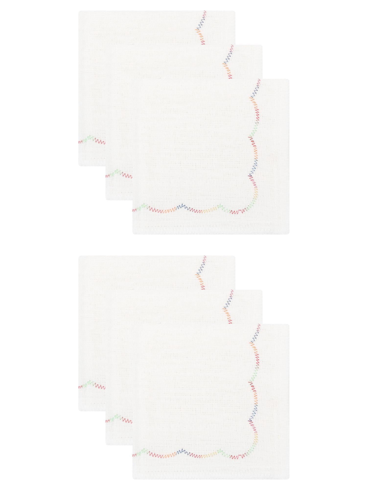 Unique Bargains 6 Pack Cotton Stitched Edge Cleaning Cloths White 10" x 10"